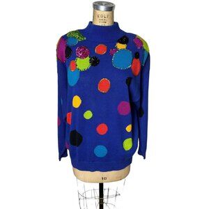 1990s novelty sweater beaded and sequin bubbles circles Size L by I.B. Diffusion